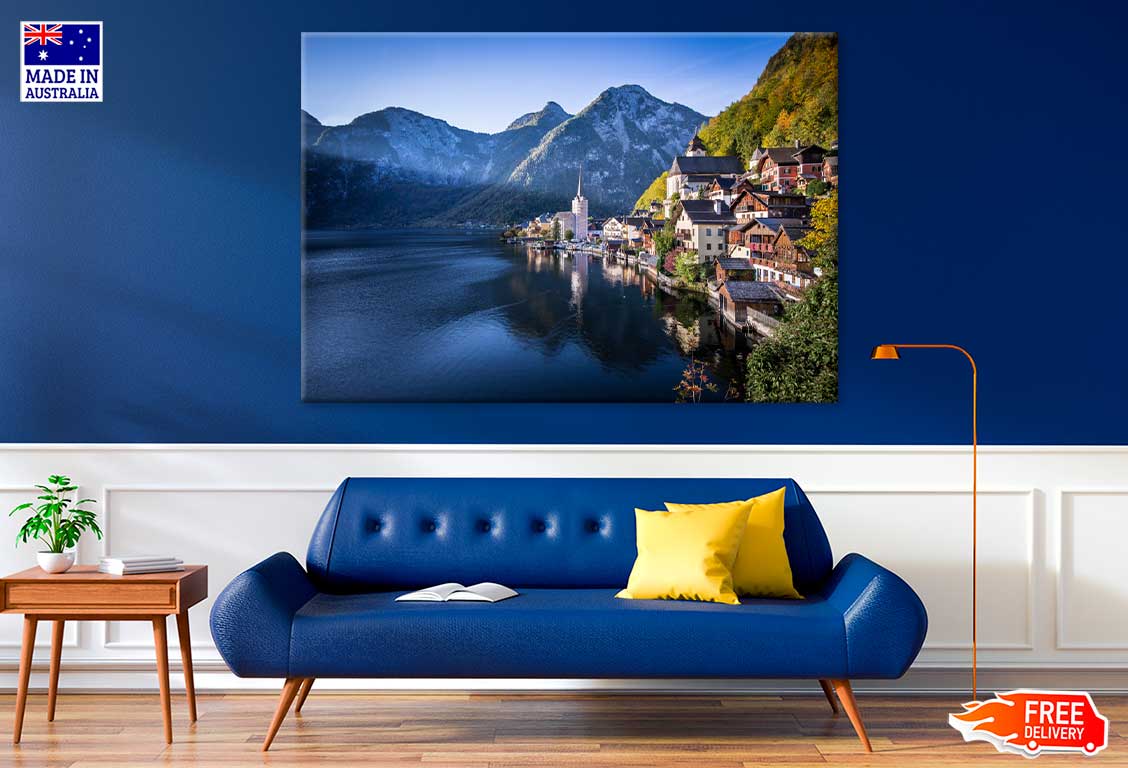 Village of Hallstatt & Lake Scenery View Photograph Print 100% Australian Made