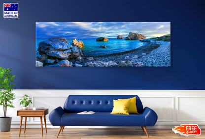 Panoramic Canvas Petra tou Romiou Sea View Photograph High Quality 100% Australian Made Wall Canvas Print Ready to Hang