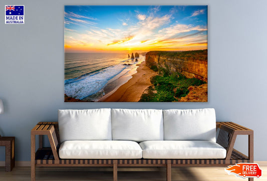 Beach View From Mountain Sunset Photograph Print 100% Australian Made