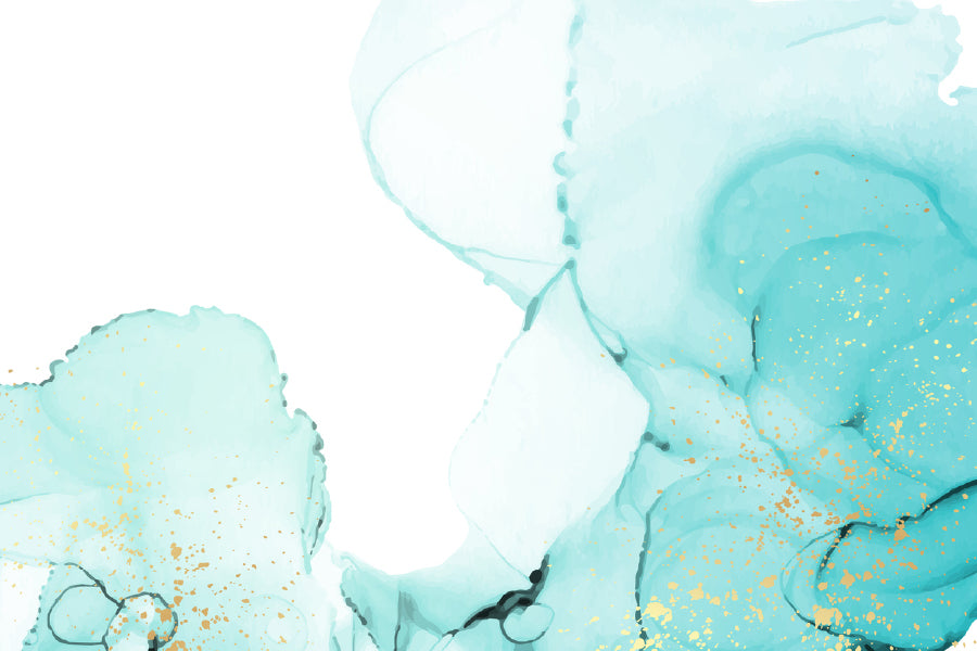 Blue Green & Gold Splash Abstract Design Home Decor Premium Quality Poster Print Choose Your Sizes