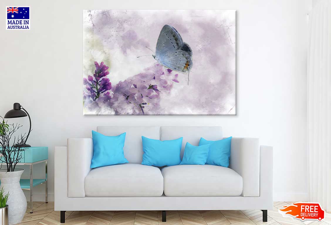 Butterfly on Flower Watercolor Painting Print 100% Australian Made