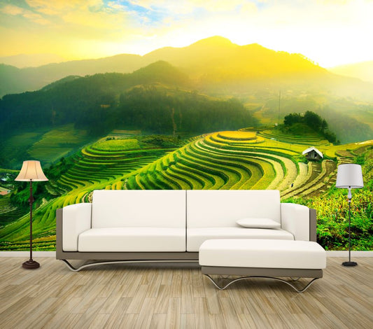 Wallpaper Murals Peel and Stick Removable Stunning Rice Fields Scenery Photograph High Quality