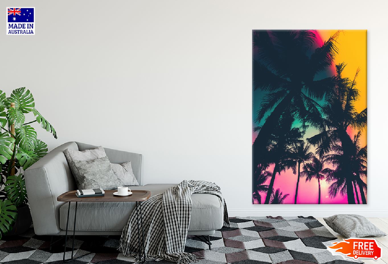 Palm Trees Colorful Sky View Photograph Print 100% Australian Made