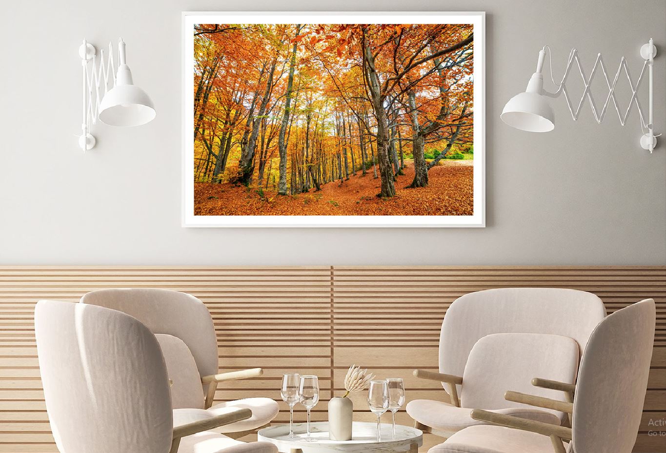 Orange Autumn Forest View Photograph Home Decor Premium Quality Poster Print Choose Your Sizes