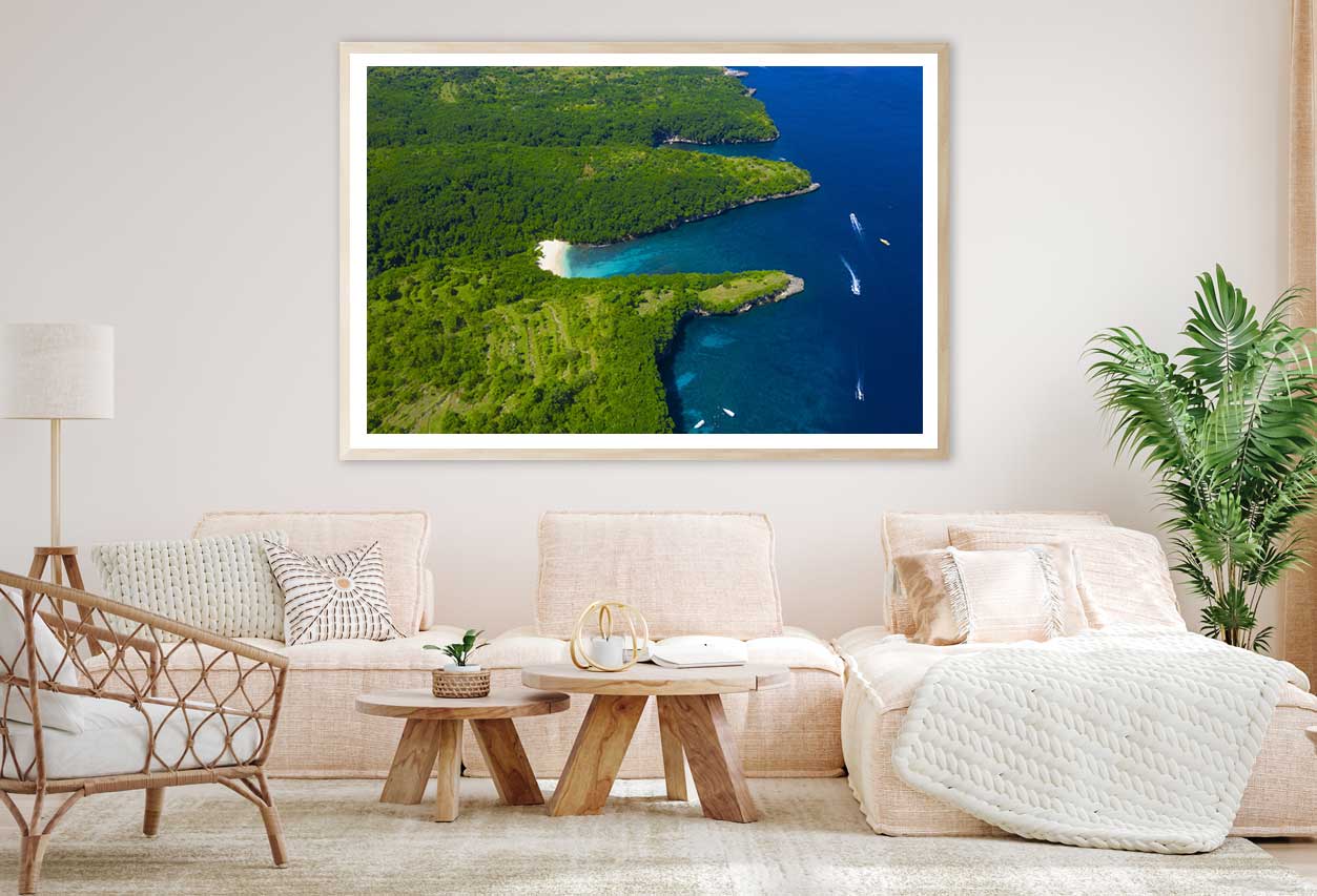 Green Curvy Coast Ocean Aerial View Photograph Home Decor Premium Quality Poster Print Choose Your Sizes