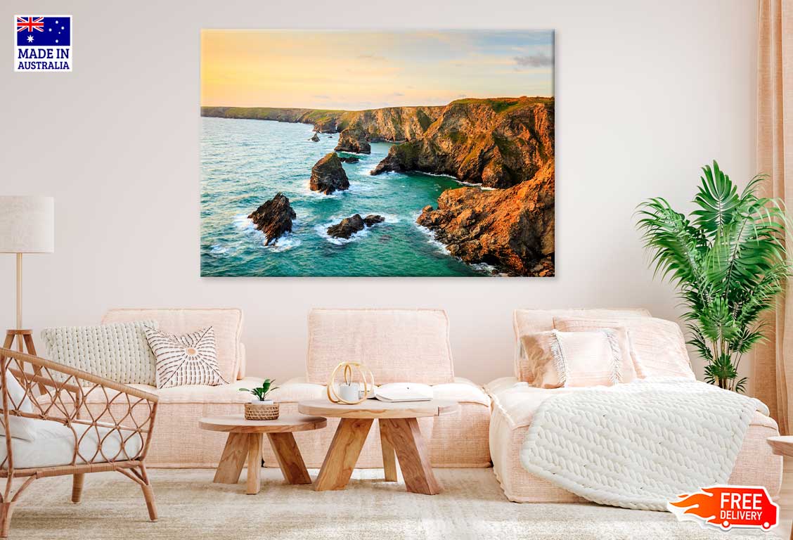 Bedruthan Cornwall Beach Sunset View Photograph Print 100% Australian Made