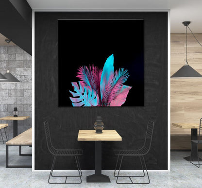 Square Canvas Tropical & Palm Leaves Neon Colors View High Quality Print 100% Australian Made