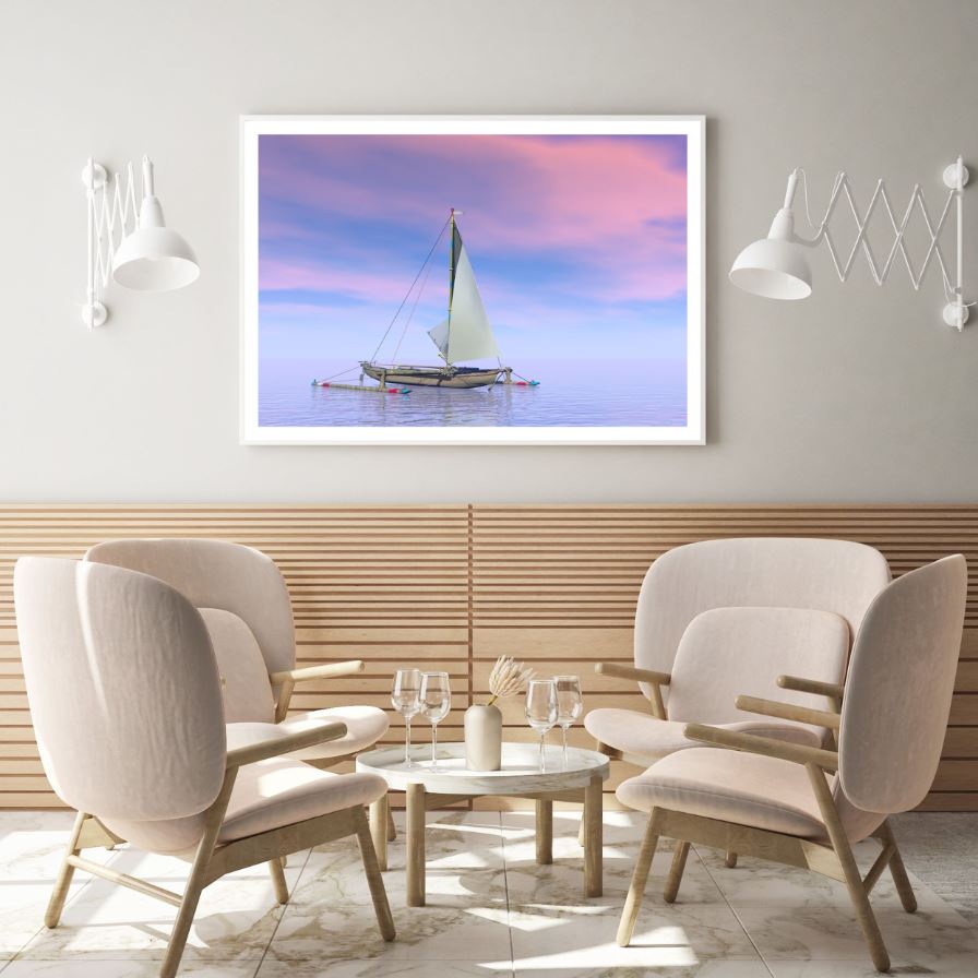 Boat on Sea Sunset Scenery Home Decor Premium Quality Poster Print Choose Your Sizes