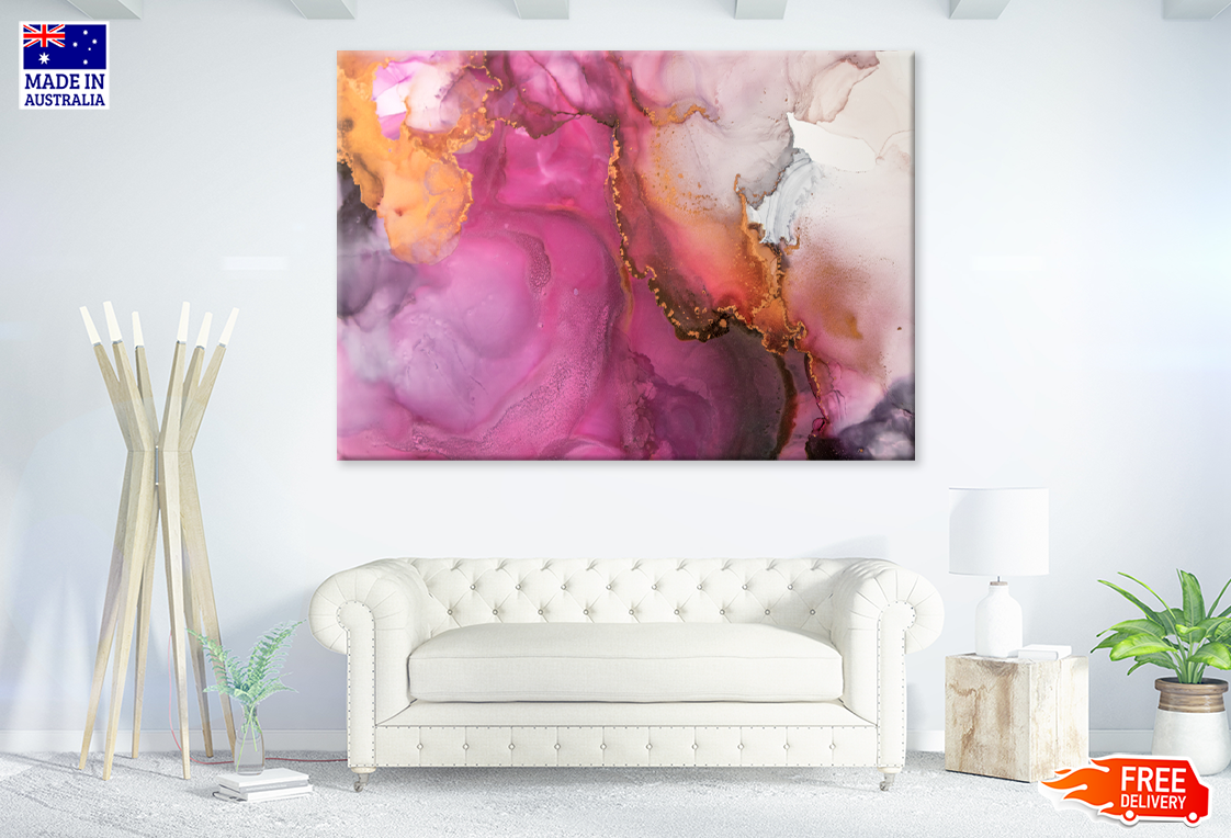 Pink Orange & White Abstract Design Print 100% Australian Made