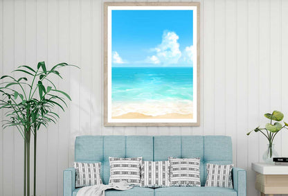 Blue Sandy Seashore Vector Art Home Decor Premium Quality Poster Print Choose Your Sizes