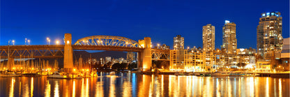 Panoramic Canvas Vancouver Night View Photograph High Quality 100% Australian Made Wall Canvas Print Ready to Hang