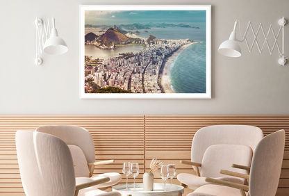 City & Mountain Sea Aerial View Photograph Home Decor Premium Quality Poster Print Choose Your Sizes