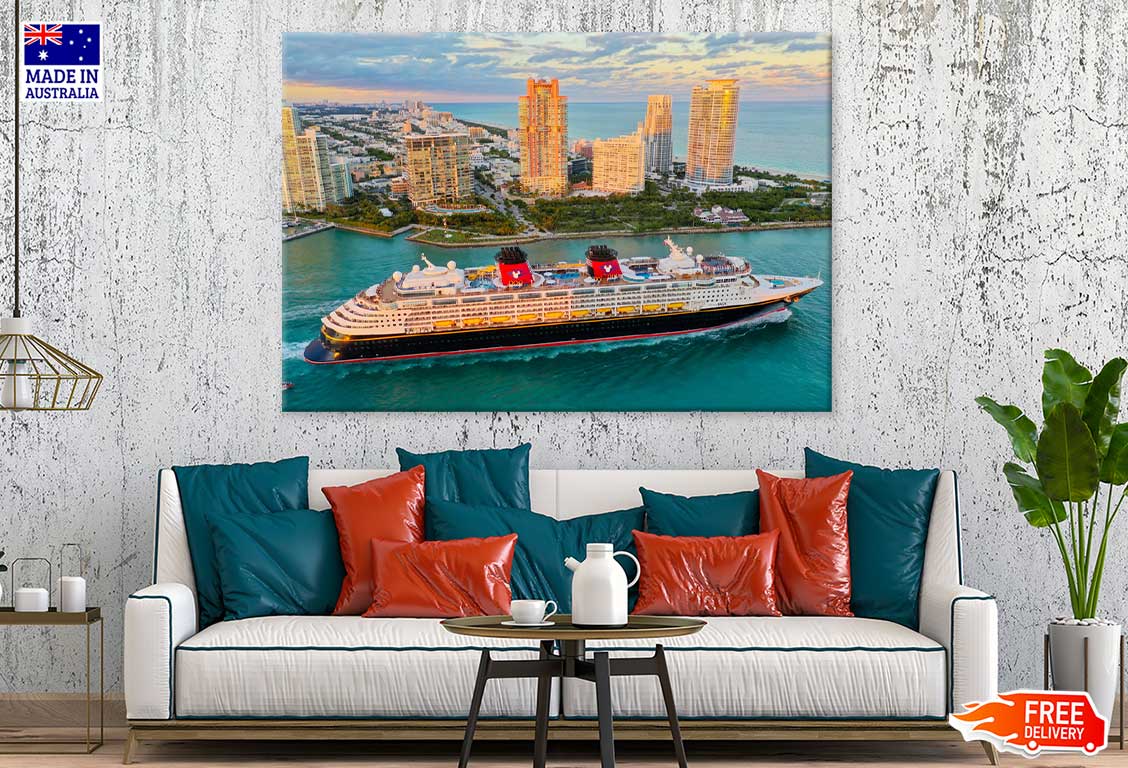 Disney Magic Ship Miami City View Photograph Print 100% Australian Made