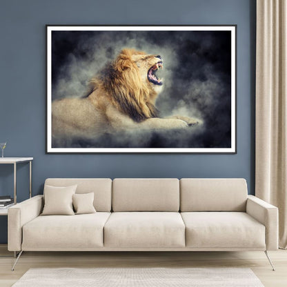 Lion Roaring Portrait Photograph Home Decor Premium Quality Poster Print Choose Your Sizes