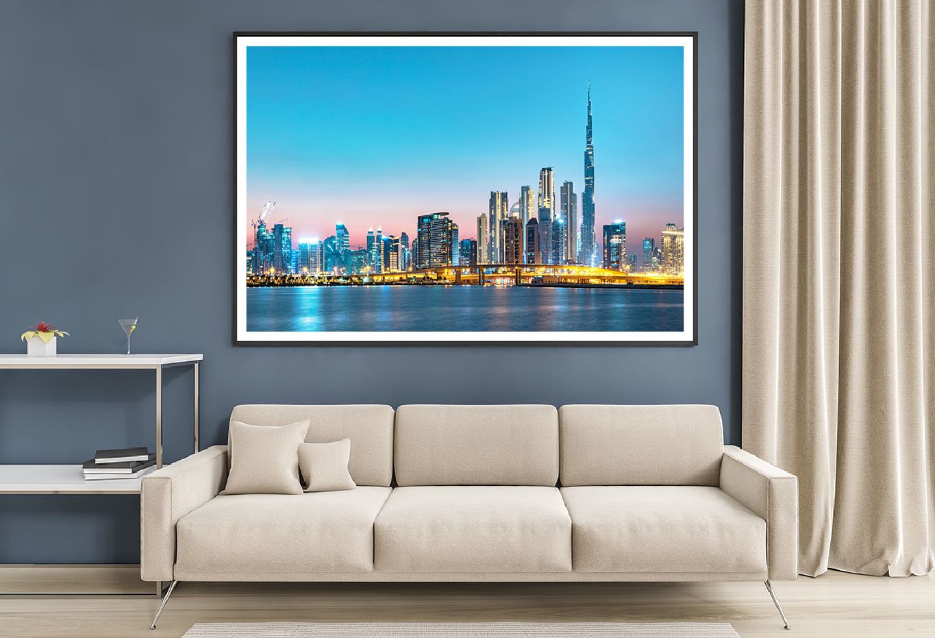 Dubai City Skyline View From Sea Photograph Home Decor Premium Quality Poster Print Choose Your Sizes