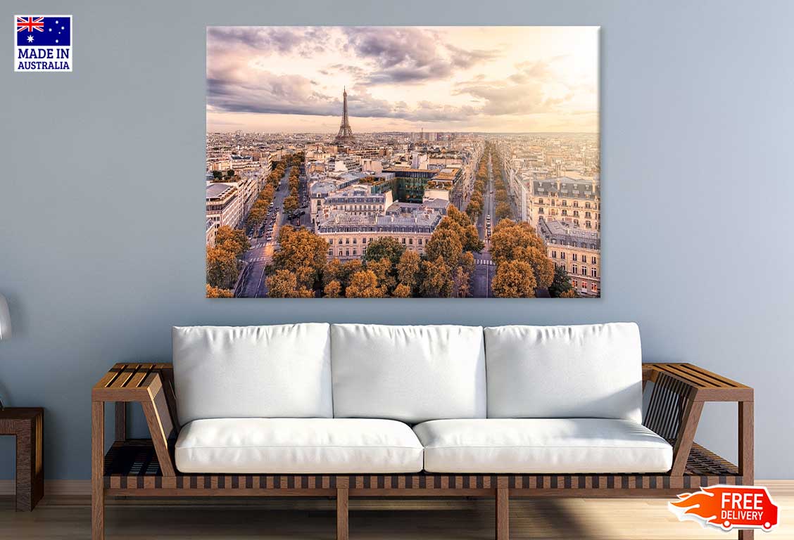 Paris City & Eiffel Tower Autumn Scenery View Print 100% Australian Made