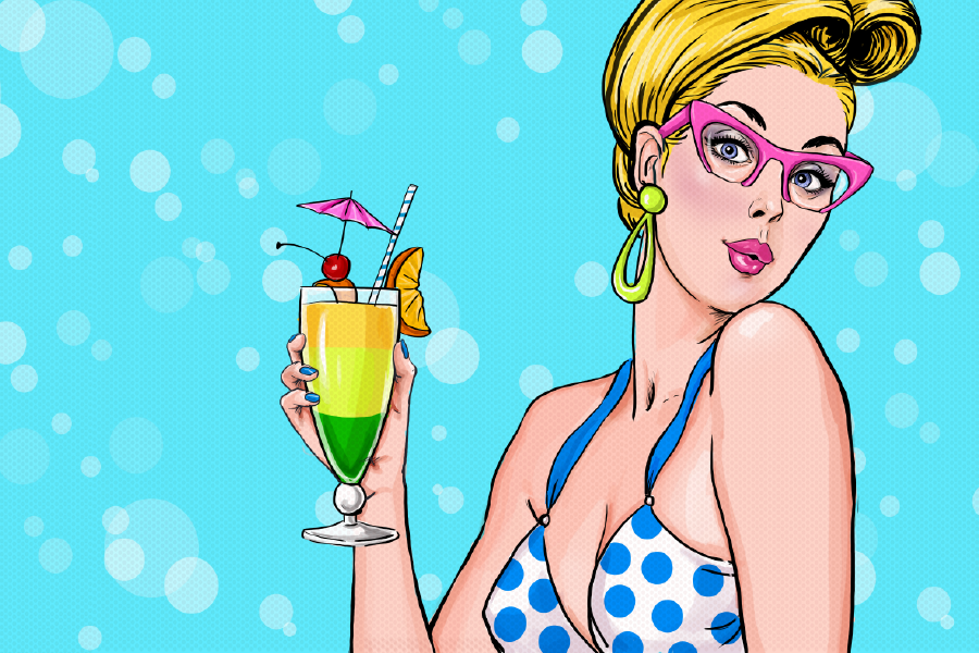 Girl Holding a Colorful Drink Illustration Print 100% Australian Made