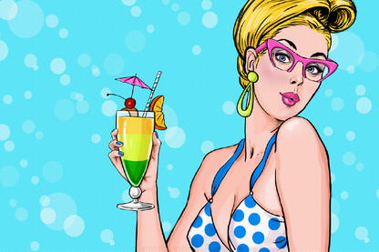 Girl Holding a Colorful Drink Illustration Print 100% Australian Made