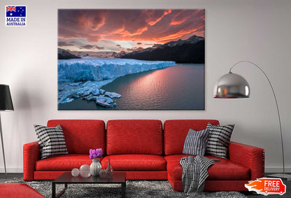 Sunset at Perito Moreno Glacier Photograph Print 100% Australian Made