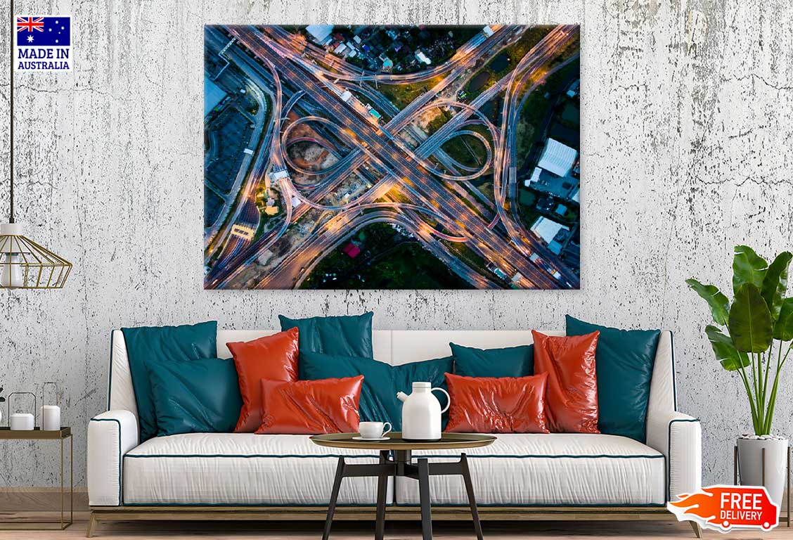 Highway Junction Bangna Aerial View Photograph Print 100% Australian Made