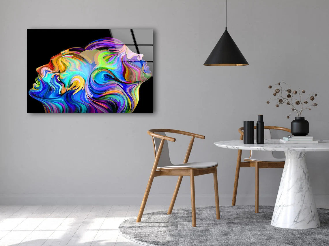 Colorful Faces Abstract Fractal Design Acrylic Glass Print Tempered Glass Wall Art 100% Made in Australia Ready to Hang