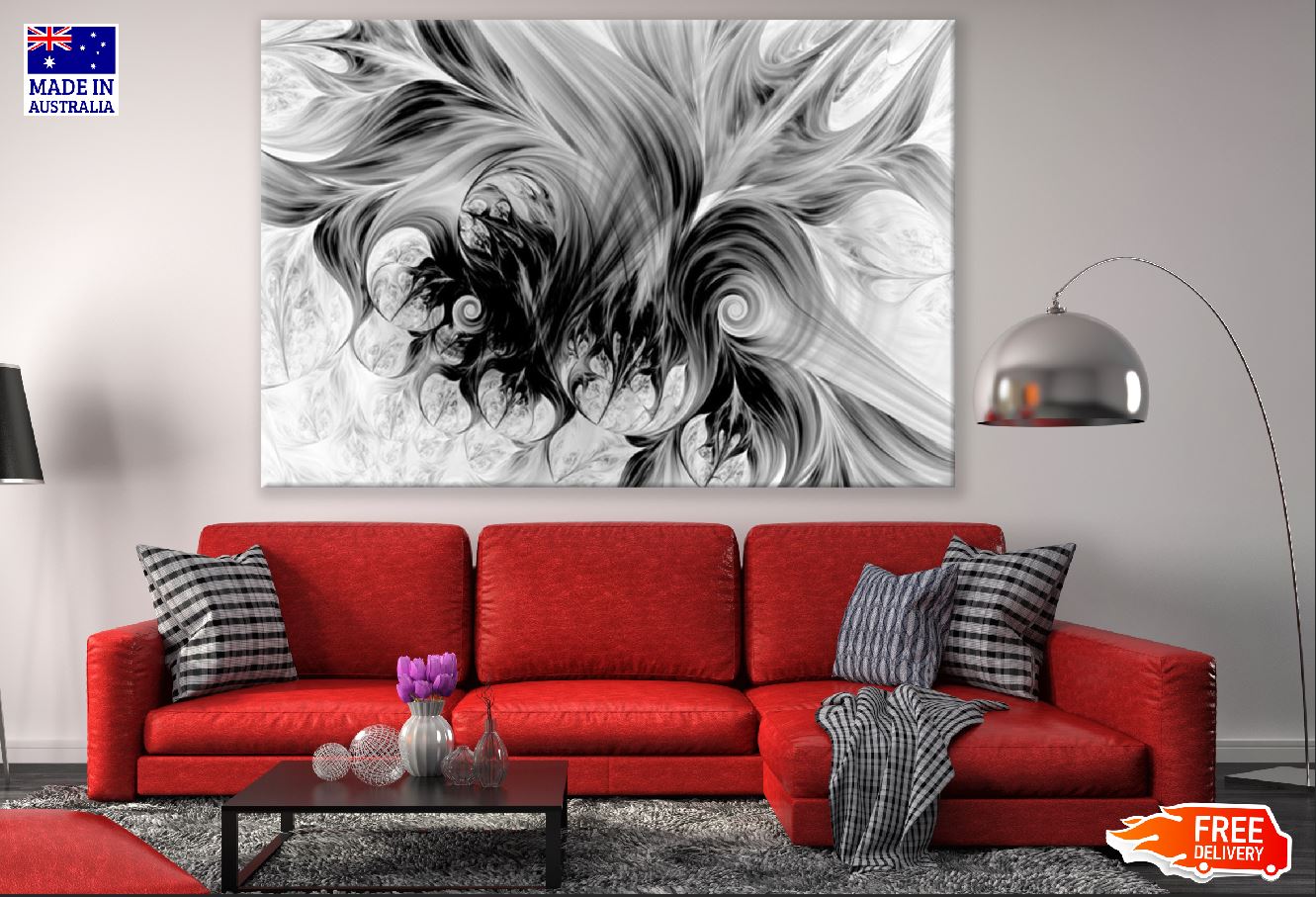 Flowing Natural Forms B&W Abstract Design Print 100% Australian Made