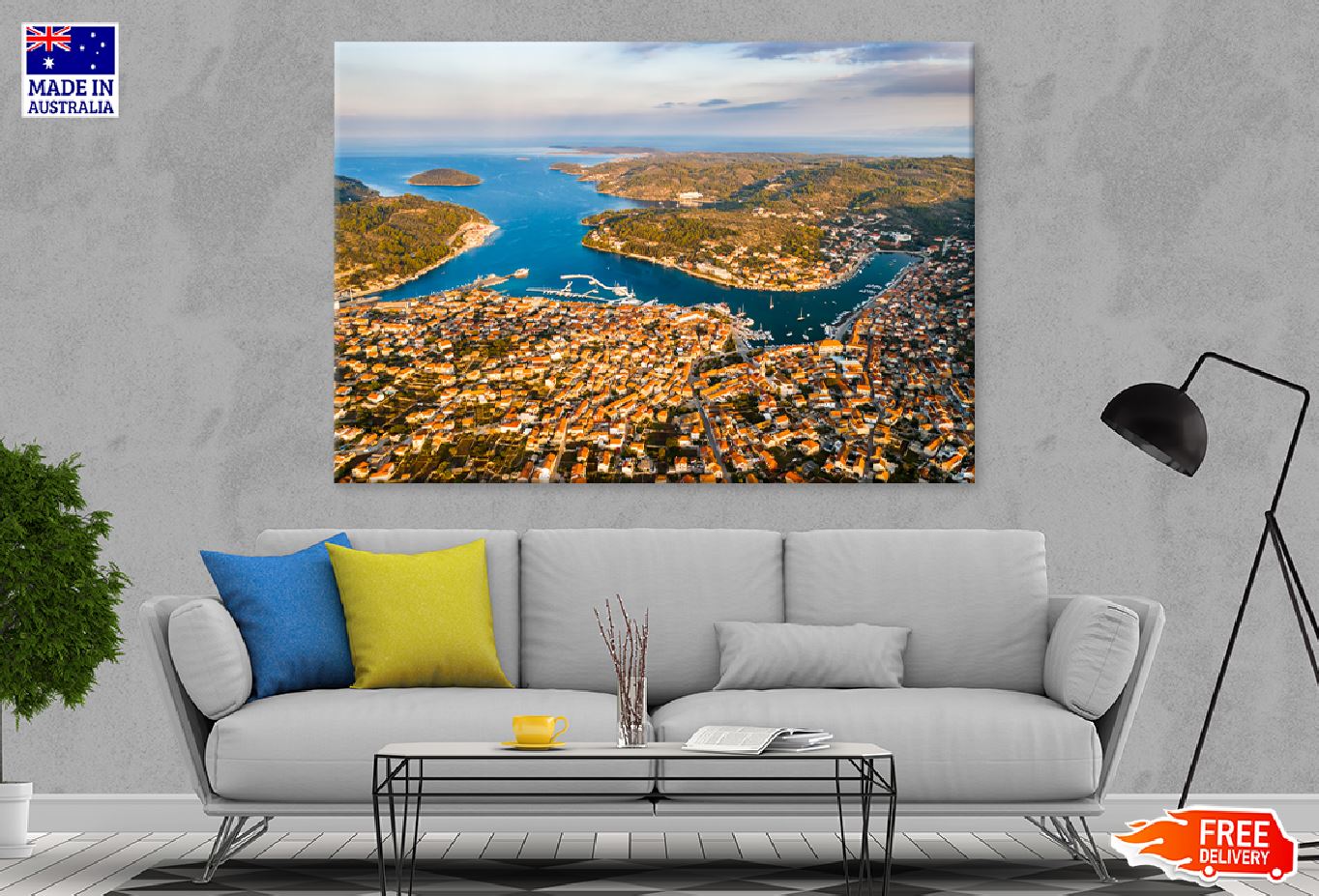 Vela Luka Korcula Island Aerial View Photograph Print 100% Australian Made