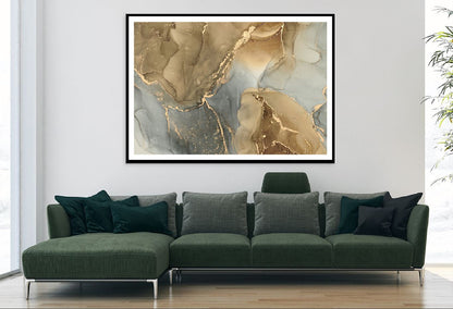 Brown Grey & Gold Abstract Design Home Decor Premium Quality Poster Print Choose Your Sizes