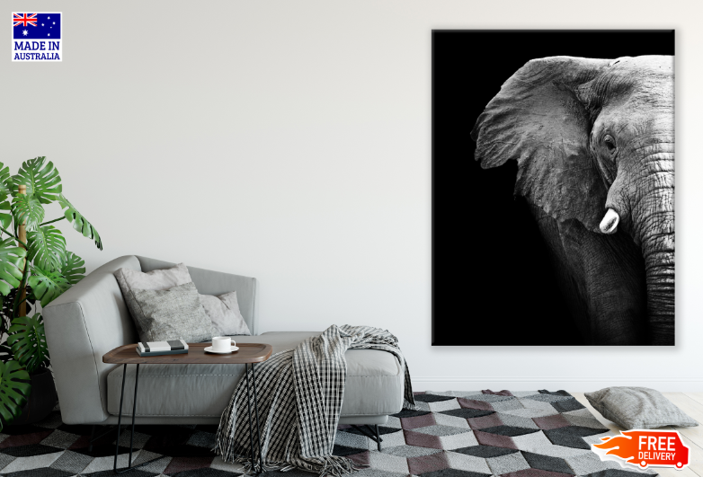 Elephant Face Clouseup B&W Photograph Print 100% Australian Made