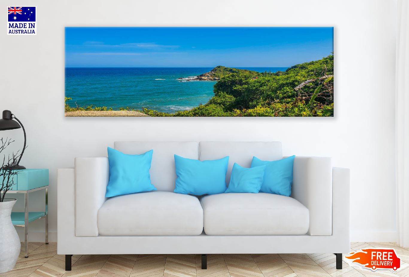 Panoramic Canvas Jungle Beach View Photograph High Quality 100% Australian Made Wall Canvas Print Ready to Hang