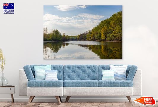 Bright Green Trees near Lake View Photograph Print 100% Australian Made