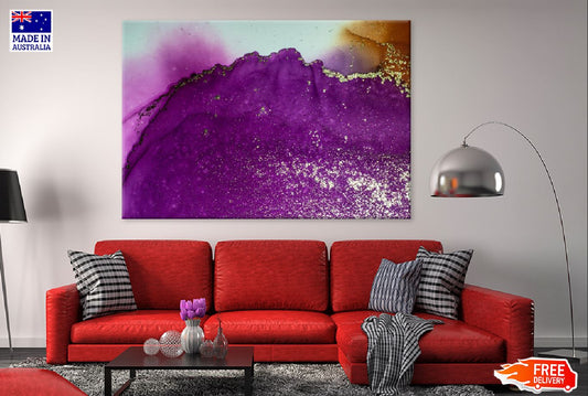 Purple & Gold Fluid Abstract Design Print 100% Australian Made