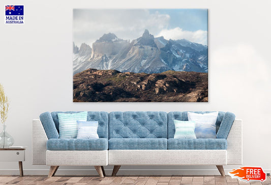 Snowy Mountains & Sky View Photograph Patagonia Print 100% Australian Made