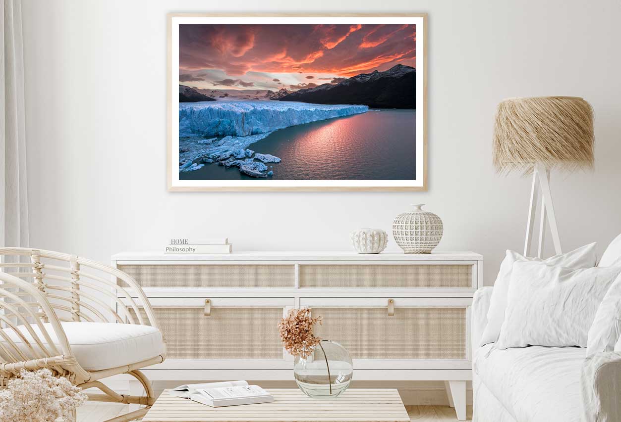 Sunset at Perito Moreno Glacier Photograph Home Decor Premium Quality Poster Print Choose Your Sizes