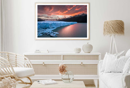Sunset at Perito Moreno Glacier Photograph Home Decor Premium Quality Poster Print Choose Your Sizes