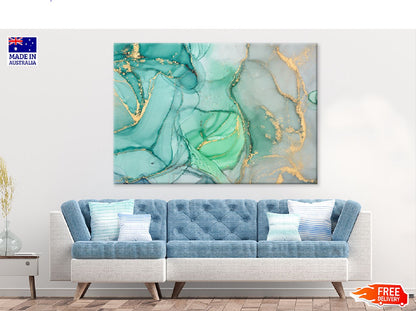 Green Grey & Gold Marble Abstract Design Print 100% Australian Made