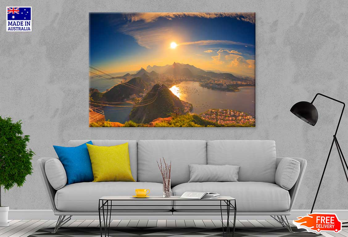 Copacabana Beach & Mountains Scenery Photograph Print 100% Australian Made