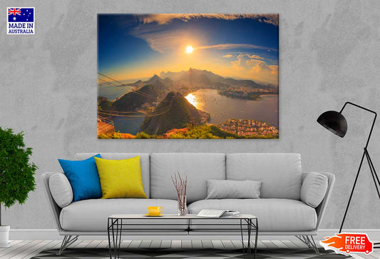 Copacabana Beach & Mountains Scenery Photograph Print 100% Australian Made
