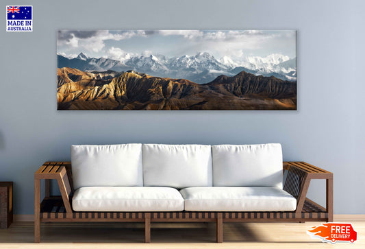 Panoramic Canvas Snow Mountains View Photograph Nepal High Quality 100% Australian Made Wall Canvas Print Ready to Hang