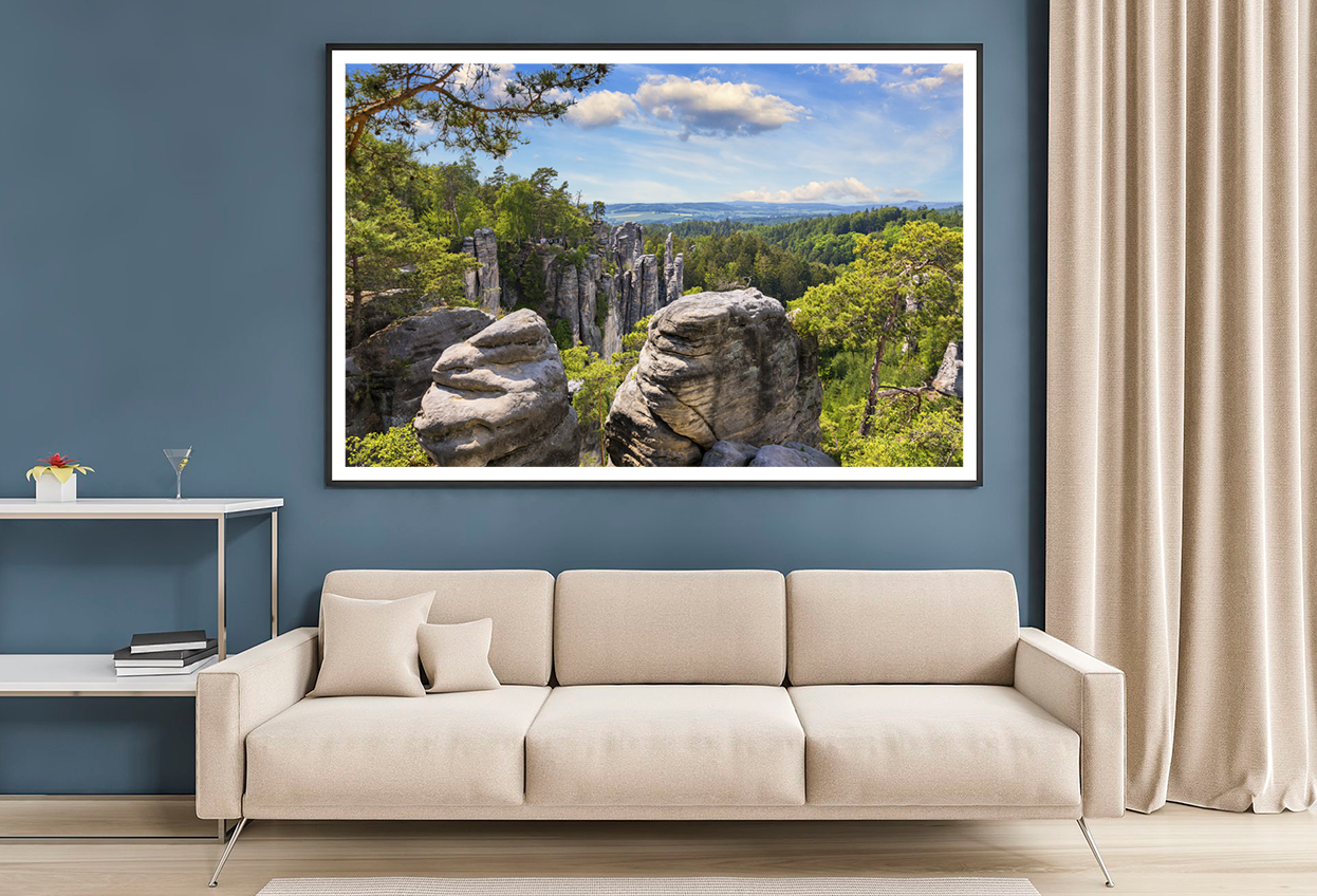 Mountain Rocks & Forest Sky View Photograph Home Decor Premium Quality Poster Print Choose Your Sizes