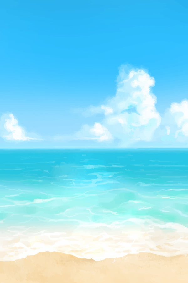 Blue Sandy Seashore Vector Art Print 100% Australian Made
