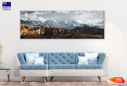 Panoramic Canvas Snow Mountains View Photograph Nepal High Quality 100% Australian Made Wall Canvas Print Ready to Hang