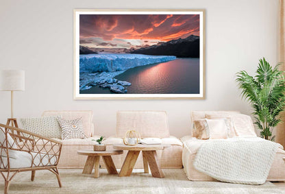 Sunset at Perito Moreno Glacier Photograph Home Decor Premium Quality Poster Print Choose Your Sizes