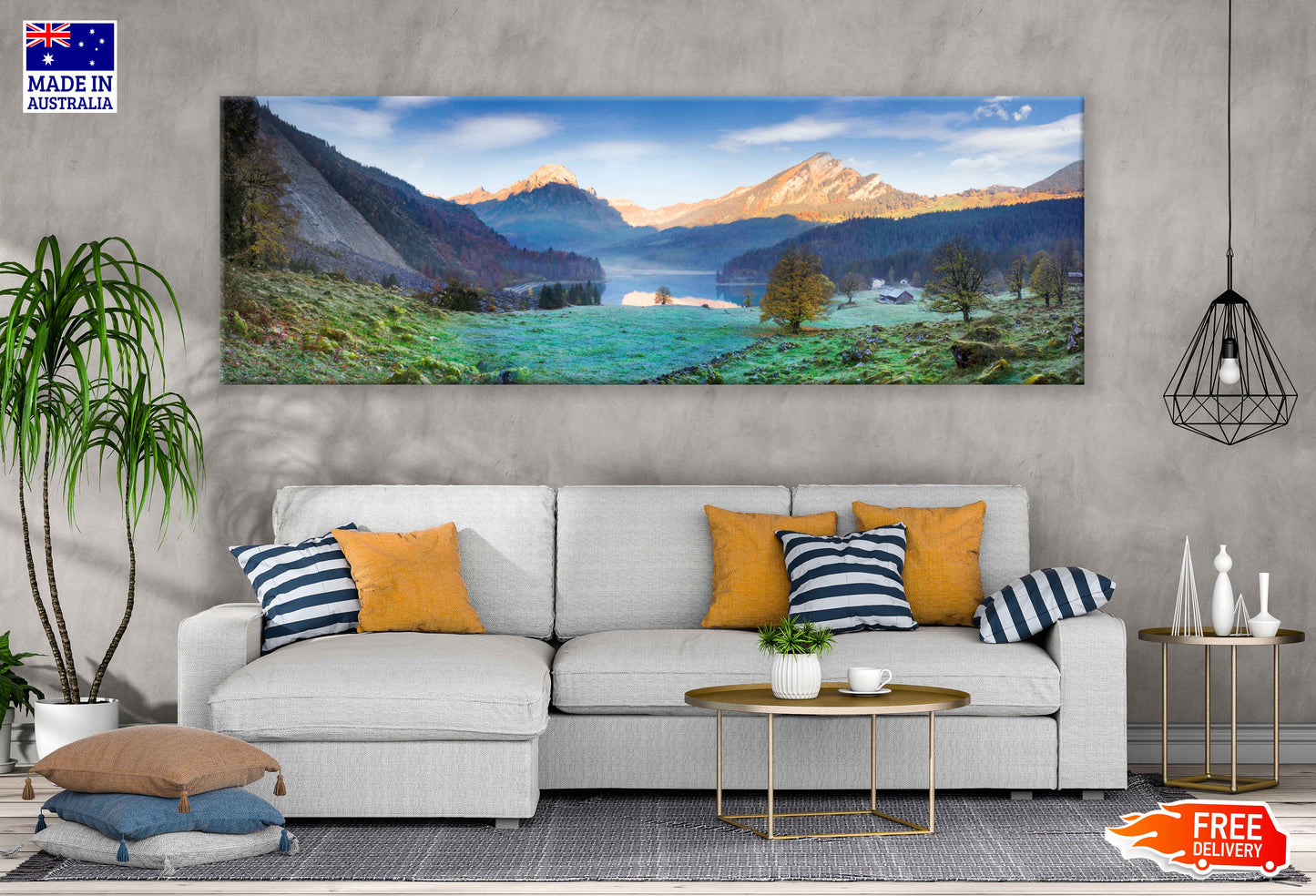 Panoramic Canvas Clear Lake & Forest Photograph High Quality 100% Australian Made Wall Canvas Print Ready to Hang