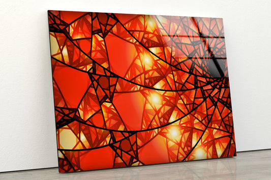 Red & Orange Abstract Mosaic Design Acrylic Glass Print Tempered Glass Wall Art 100% Made in Australia Ready to Hang