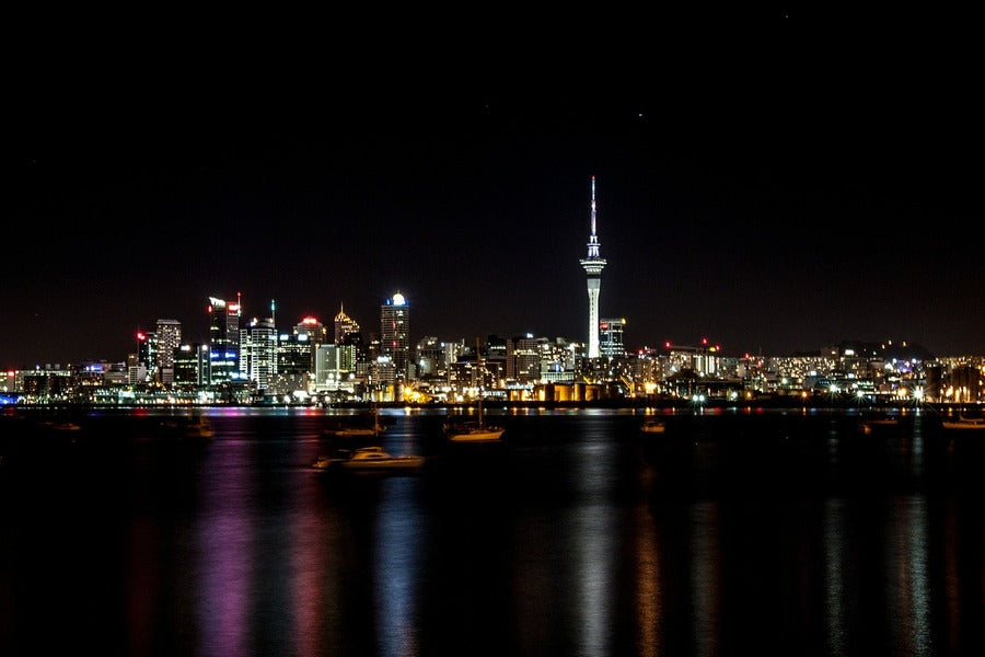 Auckland City Landscape Skyine at Night Photograph Print 100% Australian Made