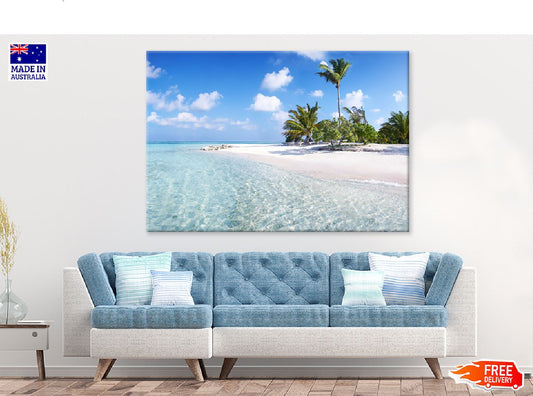 Blue Sky with Maldives Beach View Photograph Print 100% Australian Made