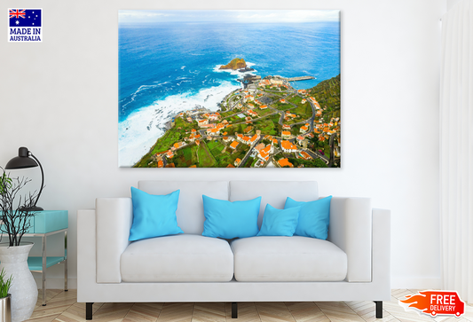 City & Rock On Sea Aerial View Photograph Print 100% Australian Made