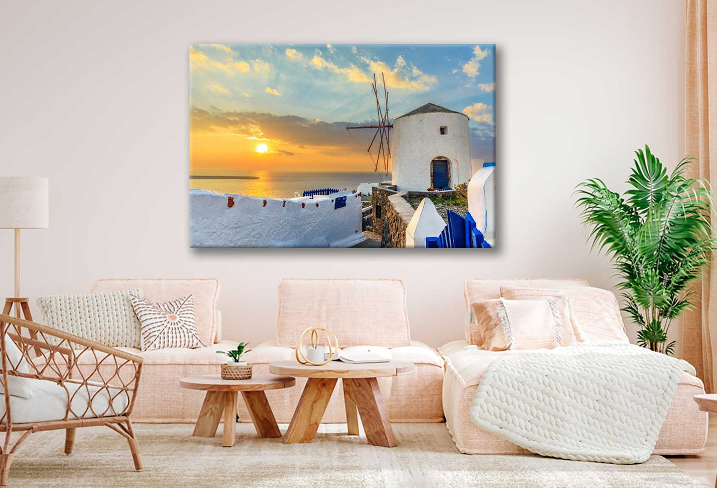 Bella Home Greek Aegean Island Oia Coastal Town Print Canvas Ready to hang