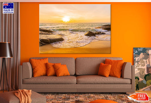Ocean Waves on Rocks Sea Sunset View Photograph Print 100% Australian Made